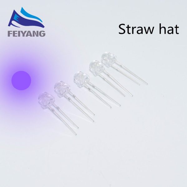 Transparent LED Straw Hat Diodes with Purple Ultraviolet Light Cheap