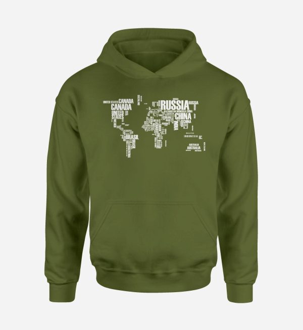 World Map (Text) Designed Hoodies Discount