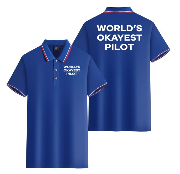 World s Okayest Pilot Designed Stylish Polo T-Shirts (Double-Side) Sale