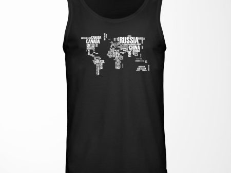 World Map (Text) Designed Tank Tops Online Sale