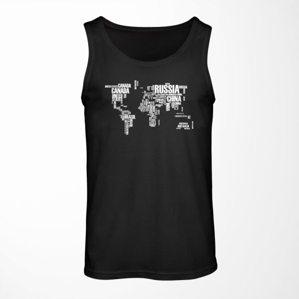 World Map (Text) Designed Tank Tops Online Sale