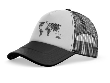 World Map (Text) Designed Trucker Caps & Hats For Cheap