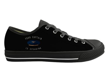 Your Captain Is Speaking Designed Canvas Shoes (Men) Online Hot Sale