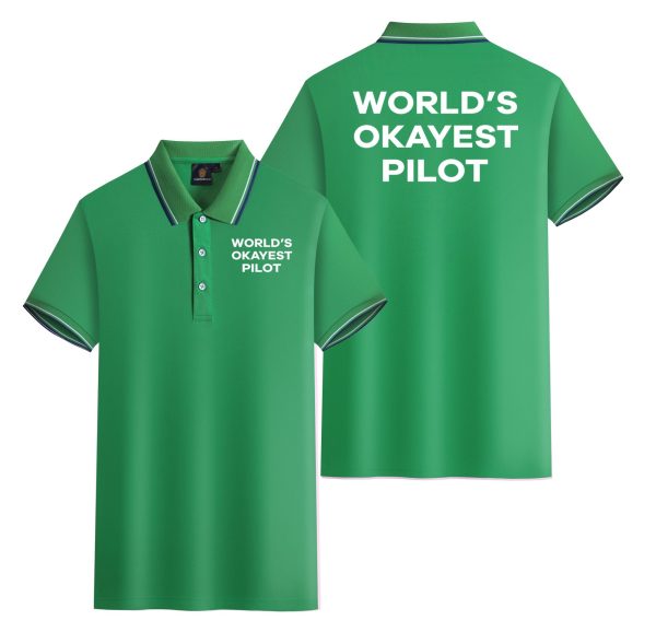 World s Okayest Pilot Designed Stylish Polo T-Shirts (Double-Side) Sale