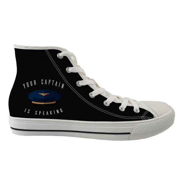 Your Captain Is Speaking Designed Long Canvas Shoes (Women) Fashion