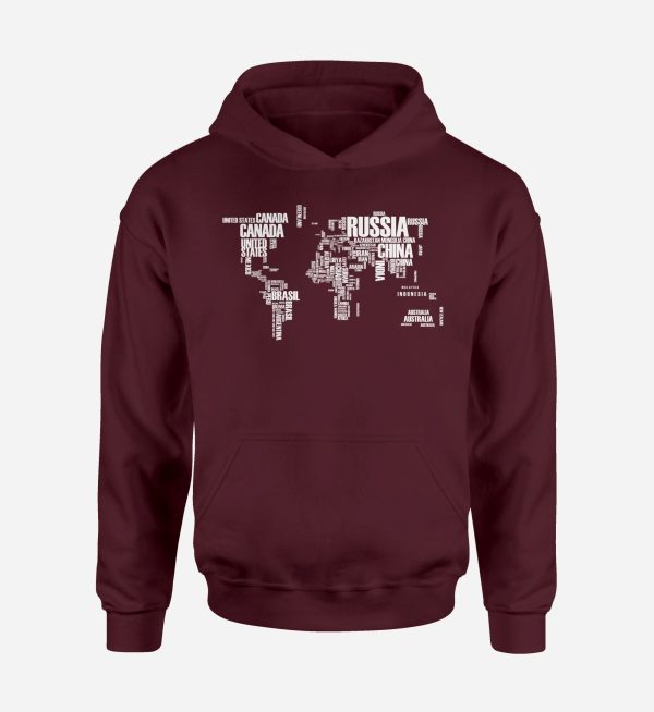 World Map (Text) Designed Hoodies Discount