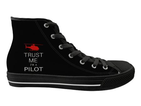 Trust Me I m a Pilot (Helicopter) Designed Long Canvas Shoes (Women) on Sale