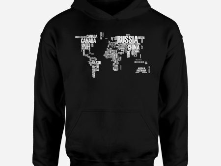 World Map (Text) Designed Hoodies Discount