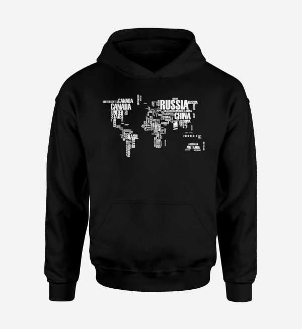 World Map (Text) Designed Hoodies Discount