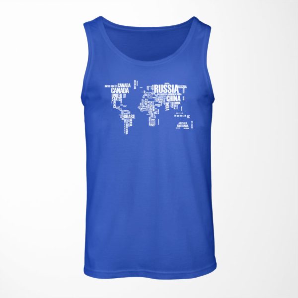 World Map (Text) Designed Tank Tops Online Sale