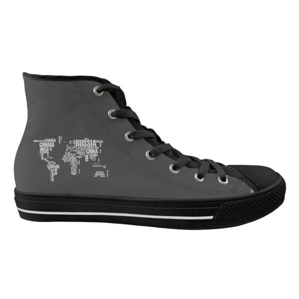 World Map (Text) Designed Long Canvas Shoes (Men) Discount