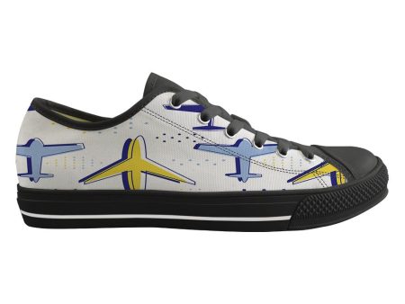 Very Colourful Airplanes Designed Canvas Shoes (Women) Supply